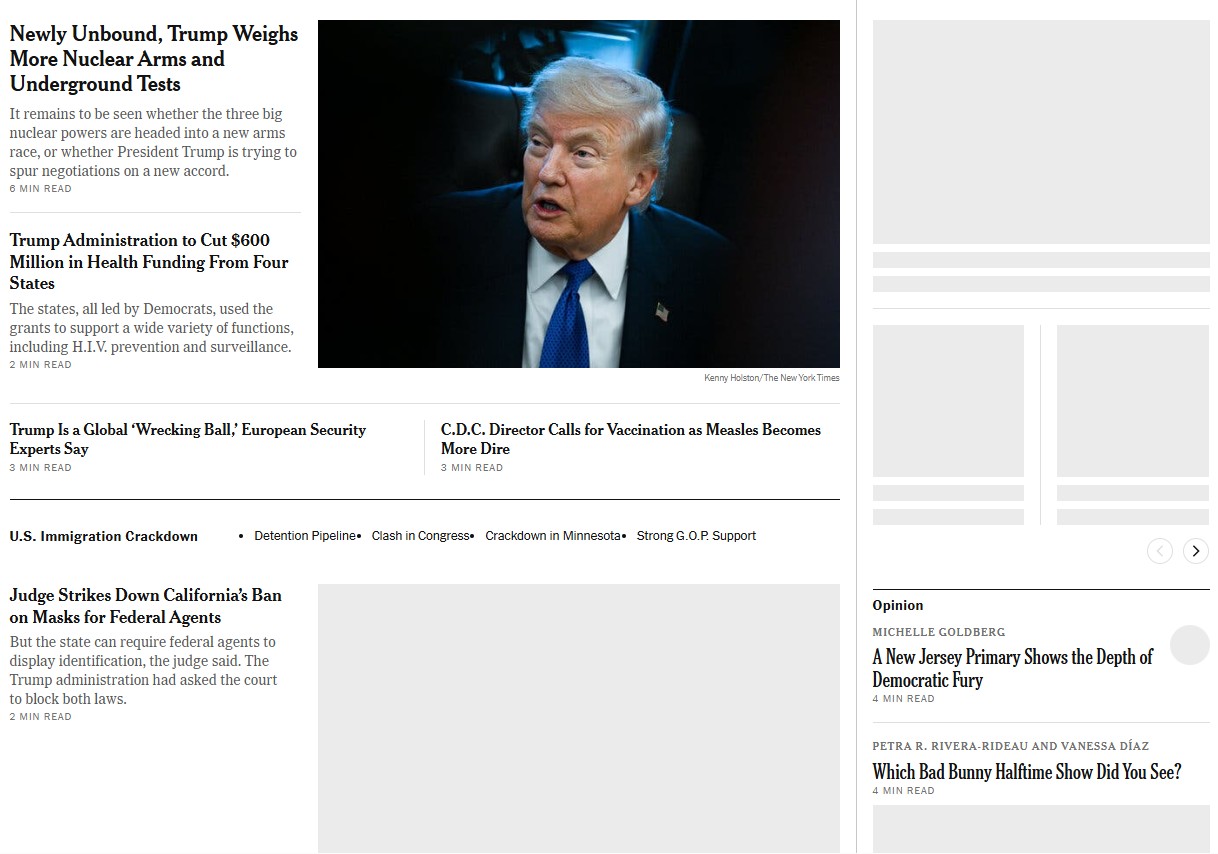 Portada del archivo del New York Times